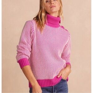 Summersalt The Luxe Cashmere Blend Two-Tone Button Neck Sweater sz small